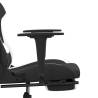 Swivel Gaming Chair with Footrest - Black & White Fabric