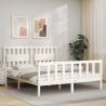 Bed Frame with Headboard White King Size Solid Wood Colour white Size 150 x 200 cm 