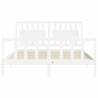 White King Size Bed Frame with Headboard - Solid Pine Wood