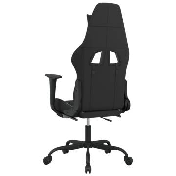 Swivel Gaming Chair with Footrest - Black & White Fabric