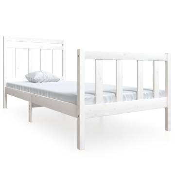 White Bed Frame 90x190 cm Single - Solid Pine Wood