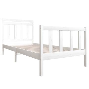 White Bed Frame 90x190 cm Single - Solid Pine Wood