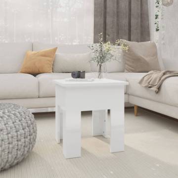 High Gloss White Coffee Table - 40x40x42 cm | Hipomarket