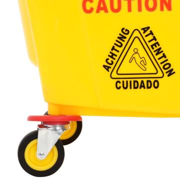 Mop Bucket with Wringer & Wheels - 36L Yellow Polypropylene