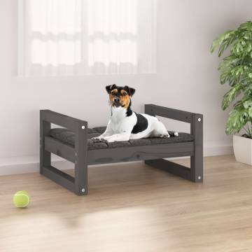 Comfortable Dog Bed in Grey - Solid Pine Wood - 55.5x45.5x28 cm