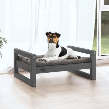 Comfortable Dog Bed in Grey - Solid Pine Wood - 55.5x45.5x28 cm