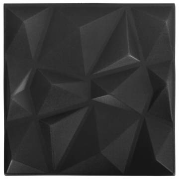 3D Wall Panels 12 pcs 50x50 cm Diamond Black - Hipomarket