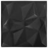 3D Wall Panels 12 pcs 50x50 cm Diamond Black - Hipomarket