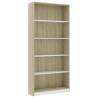 5-Tier Book Cabinet - White & Sonoma Oak | Hipomarket UK