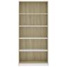 5-Tier Book Cabinet - White & Sonoma Oak | Hipomarket UK