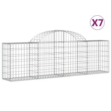 Arched Gabion Baskets 7 pcs - Galvanised Iron Garden Barriers