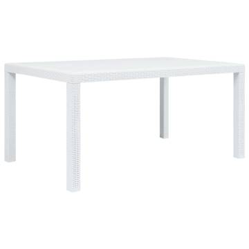 White 150x90 cm Plastic Rattan Look Garden Table | HipoMarket