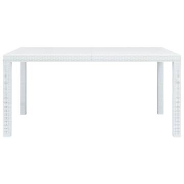 White 150x90 cm Plastic Rattan Look Garden Table | HipoMarket