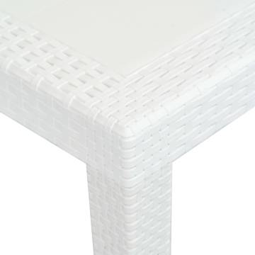 White 150x90 cm Plastic Rattan Look Garden Table | HipoMarket