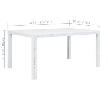 White 150x90 cm Plastic Rattan Look Garden Table | HipoMarket