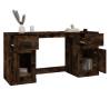 Elegant Smoked Oak Desk with Cabinet - Hipomarket