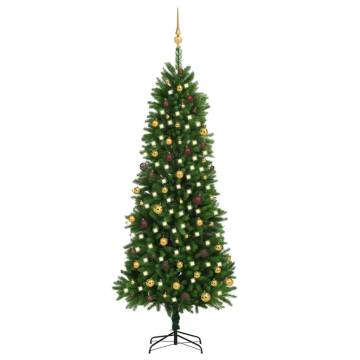 240 cm Pre-lit Artificial Christmas Tree with Ball Set - Green