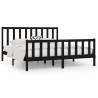 Black Solid Wood Bed Frame 200x200 cm - Timeless Design