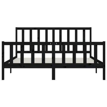 Black Solid Wood Bed Frame 200x200 cm - Timeless Design