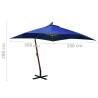 Azure Blue Hanging Parasol 3x3m | Solid Wood | Hipomarket