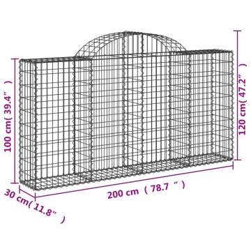 Arched Gabion Baskets - 7 pcs Galvanised Iron for Garden Use