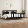 Bed Frame with Headboard - Black Solid Wood Pine Super King Size