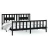 Bed Frame with Headboard - Black Solid Wood Pine Super King Size