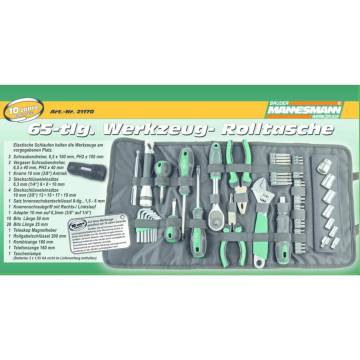 Brüder Mannesmann 65-Piece Tool Roll Pouch for DIY Enthusiasts