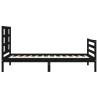 Black Bed Frame with Headboard 90x200 cm - Solid Pine Wood