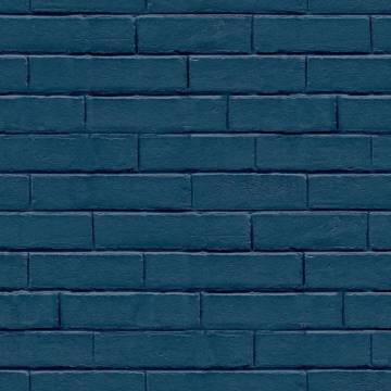 Noordwand Good Vibes Blue Brick Wall Wallpaper | HipoMarket