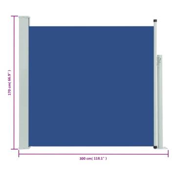 Patio Retractable Side Awning 170x300 cm Blue | Hipo Market