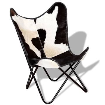 Butterfly Chair - Black & White Cowhide Leather | Hipomarket