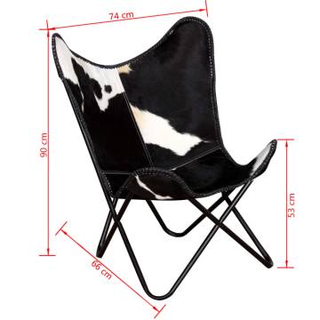 Butterfly Chair - Black & White Cowhide Leather | Hipomarket