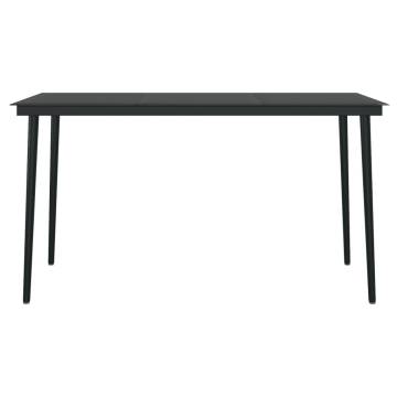 Garden Dining Table Black 140x70x74 cm - Steel & Glass