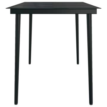 Garden Dining Table Black 140x70x74 cm - Steel & Glass