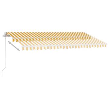 Manual Retractable Awning with LED 400x350 cm - Yellow & White