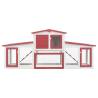 Outdoor Large Rabbit Hutch | Red & White 204x45x85 cm Wood