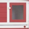 Outdoor Large Rabbit Hutch | Red & White 204x45x85 cm Wood