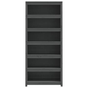 Book Cabinet Grey 80x35x183 cm | Solid Wood Pine Storage Solution