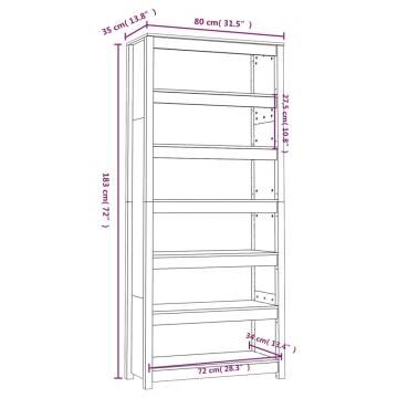 Book Cabinet Grey 80x35x183 cm | Solid Wood Pine Storage Solution