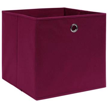 10 pcs Dark Red Fabric Storage Boxes - Foldable & Durable