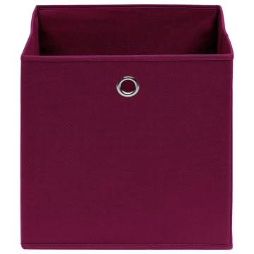 10 pcs Dark Red Fabric Storage Boxes - Foldable & Durable