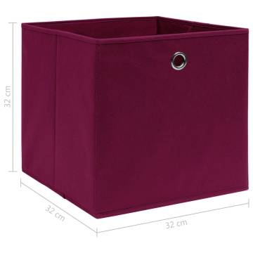 10 pcs Dark Red Fabric Storage Boxes - Foldable & Durable