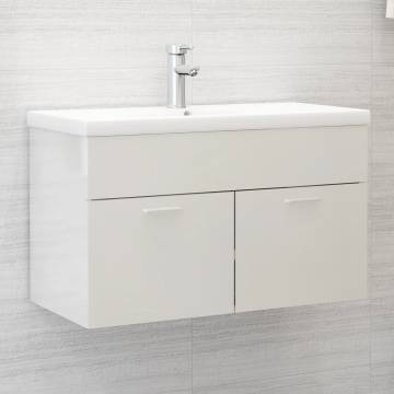 High Gloss White Sink Cabinet - 80x38.5x46 cm | HipoMarket