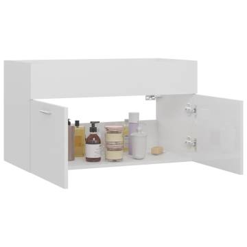 High Gloss White Sink Cabinet - 80x38.5x46 cm | HipoMarket