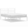 Metal Bed Frame with Headboard - White Double 135x190 cm