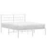 Metal Bed Frame with Headboard - White Double 135x190 cm