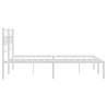 Metal Bed Frame with Headboard - White Double 135x190 cm