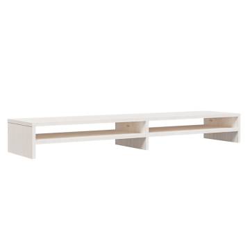 Monitor Stand White 100x24x13 cm - Solid Pine Wood | HipoMarket