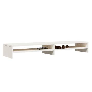 Monitor Stand White 100x24x13 cm - Solid Pine Wood | HipoMarket